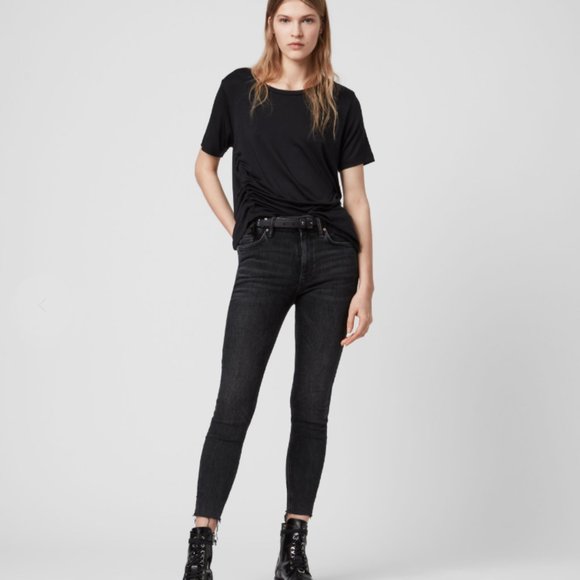 ALL SAINTS RYDER LUX RUCHED SIDE TIE T-SHIRT - Picture 6 of 8